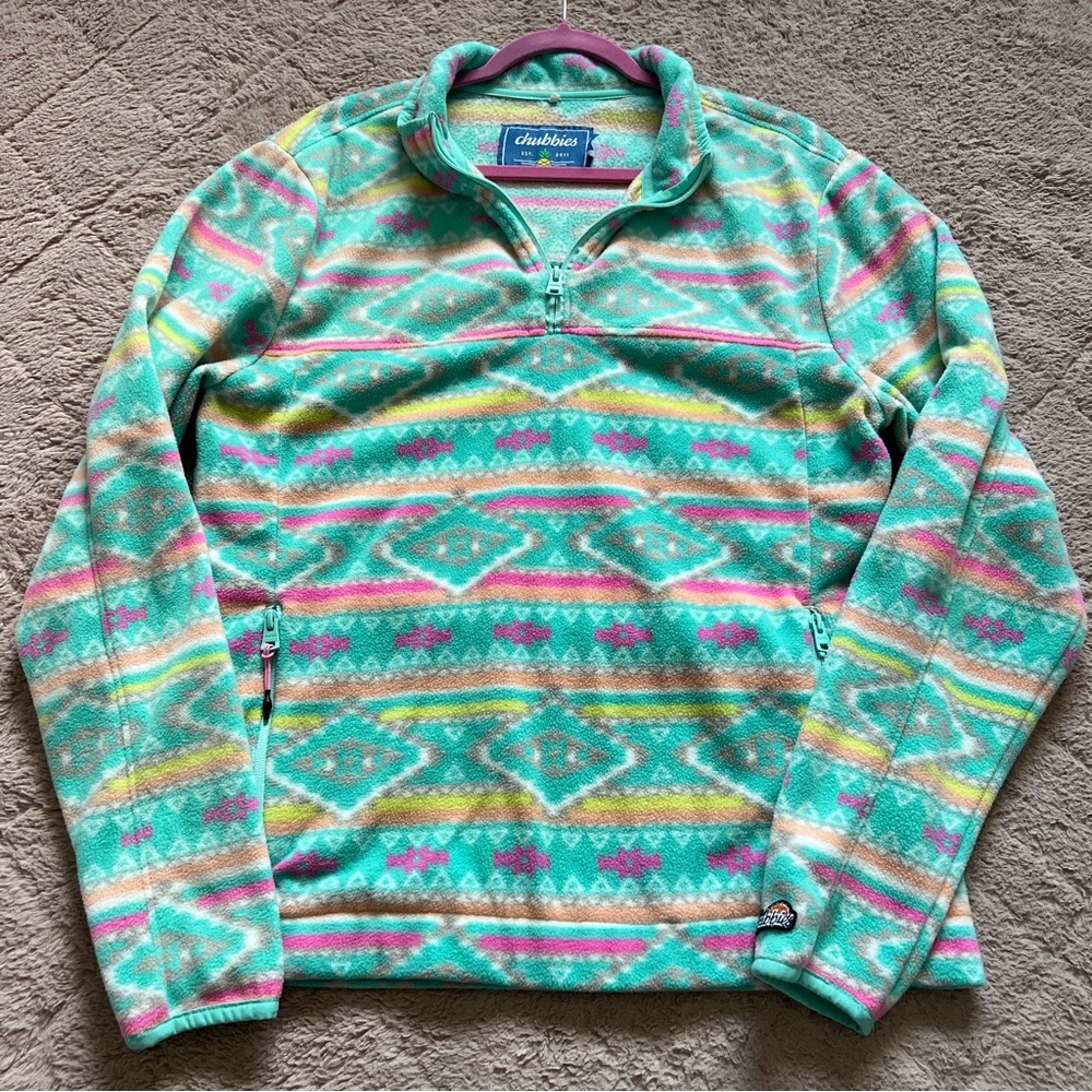 Chubbies Flame Commander Aztec Western Fleece Preppy Sporty Outdoor Unisex Sz M‎